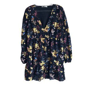 Abercrombie & Fitch Women's Dress Size L Floral Long Sleeve Boho Peasant V-Neck